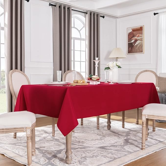 Softalker Rectangle Tablecloth, Waterproof & Stain Resistant Square Table Cloths Wrinkle Free Fabric Washable 210GSM Polyester Table Cover for Dining/Party/Outdoor - 54 x 54 inch,Red