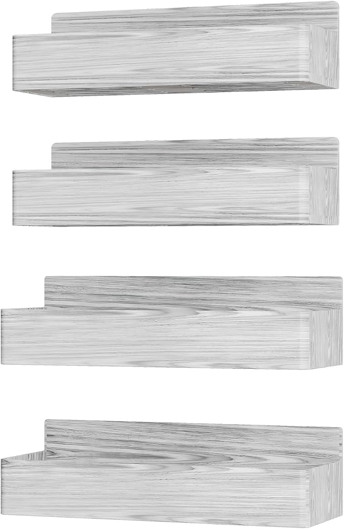 Magnetic Spice Rack for Refrigerator, Kitchen Organizer and Storage Shelf, Wood White(4 Pack)