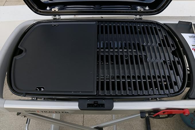 Uniflasy Cast Iron Griddle for Weber Traveler Portable Gas Grill, fits Weber 9010001 Traveler Portable Gas Grill, Cooking Griddle