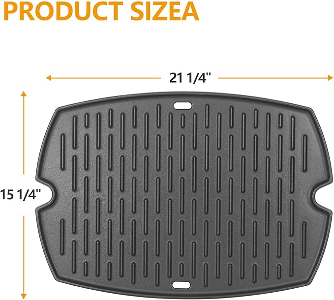 BBQ PLUS 7583 Cast Iron Cooking Griddle for Weber Q200 2000 Series Parts,Grill Griddle Accessories Replacement for Weber 396000 396001 566001 566002 566014 Char Q,21-1/2 x 15-1/4" with Carry Bag