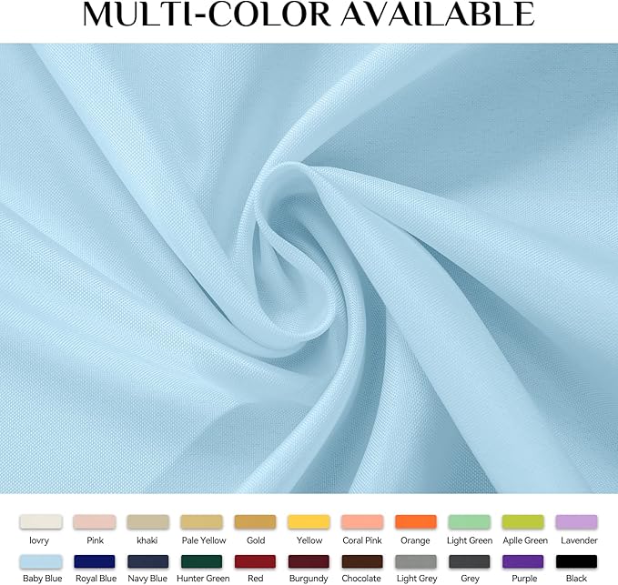 Softalker Rectangle Tablecloth, Waterproof & Stain Resistant Table Cloths Wrinkle Free Fabric Washable 210GSM Polyester Table Cover for Spring/Party/Outdoor - 90 x 132 inch,Baby Blue