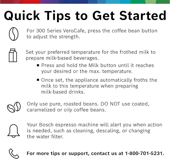 BOSCH 300 Series Fully Automatic Espresso and Coffee Machine – In-Cup Frother, OneTouch Milk Drinks, 5 Drink Options, Ceramic Grinder, Easy Clean & Descale, in Black TIU20109