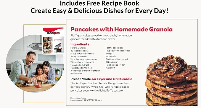 Foodgenie Gourmax Pro One Cooking Device - All-in-One Oven, Smokeless Grill, Air Fryer, Griddle, Cooker & More – 16 Preset Functions, Smart Temperature Control, Dual Surface, Dishwasher Safe, 1500W