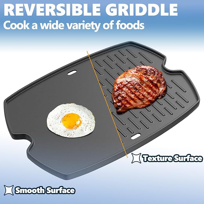 Safbbcue 7582 17" Cast Iron Cooking Griddle for Weber Q1000 Q1200 Q1400 Q100 Q120 Q140 Series GS4 Grills, Griddle Plate for Weber 50060001 50060301 386001 386002 Grill, Replaces Grate #7644#65810