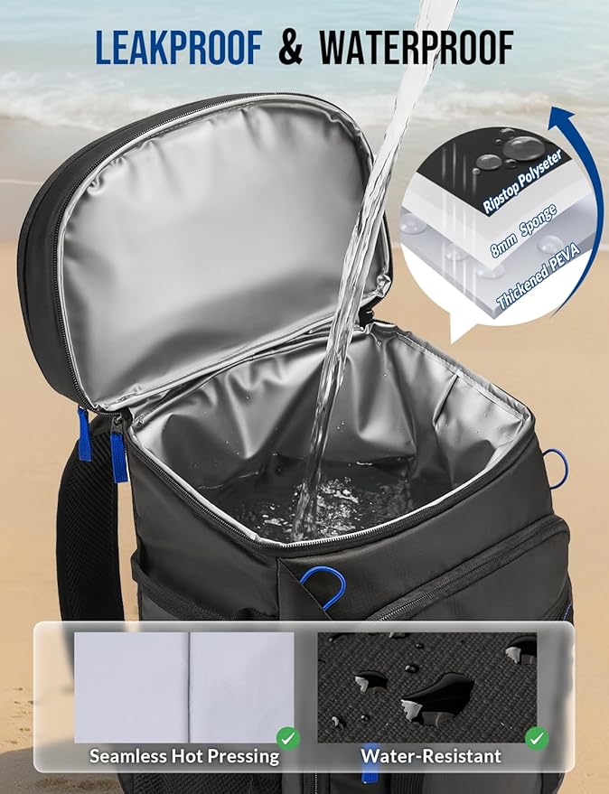 Backpack Cooler Insulated Leak Proof 36/40 Cans Large Capacity Soft Insulated Cooler Bag Lightweight Lunch Backpack for Men Women Work Travel Beach Camping Picnic Hiking - Black