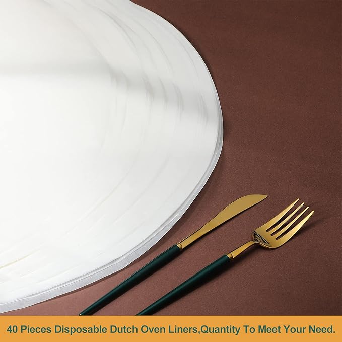 Round Parchment Paper 20 Inches Dutch Oven Liners Disposable White Baking Paper for Cake Pan, Air Fryer, Steamer, BBQ Party, Cakes, Pizza, Meats and Vegetables (40 Pieces)