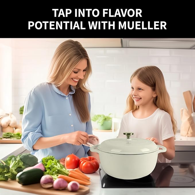 5.5 Quart Enameled Cast Iron Dutch Oven with Lid – Heavy-Duty Cookware for Bread, Braising, and Stews – Dual Handles, Oven Safe to 500°F – Ideal for Stovetop & Oven Cooking (Cream, 5.5QT)