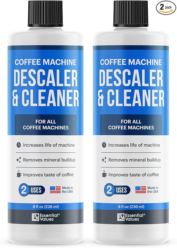 Essential Values Universal Descaling Solution for Keurig Breville Nespresso & Delonghi (4 Uses) | Coffee Machine Descaler Cleaner | Liquid To Descale Automatic Coffee Makers & Espresso Machines