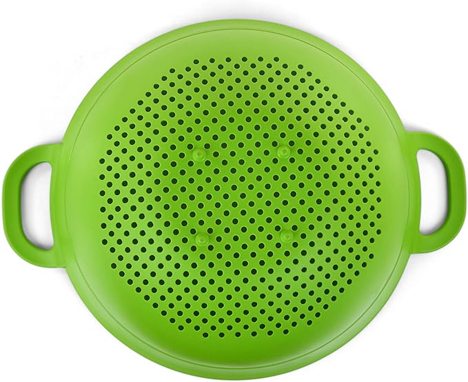 Mintra Home Plastic Strainer Colanders Set: 3, 3.5 and 5 Quart (Green) Double Strong Handles and Deep Bowl, Safe BPA-Free - Use for Pasta, Noodles, Spaghetti, Vegetables (Assorted Sizes 3pk)