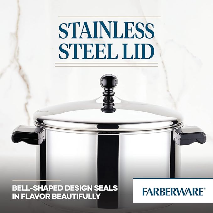 Farberware Classic Stainless Steel 6-Quart Stockpot with Lid, Stainless Steel Pot with Lid, Silver