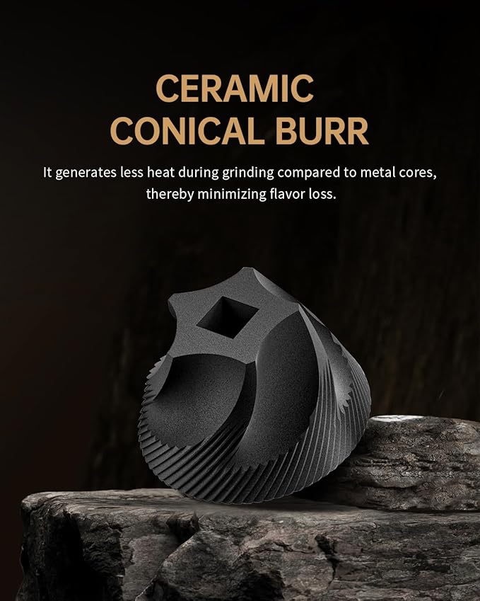 CIRCLE JOY Portable Manual Coffee Grinder with Ceramic Conical Burr and 40 External Adjustable Settings, Stainless Steel Hand Coffee Grinder for Camping, Travel and Espresso, Silver