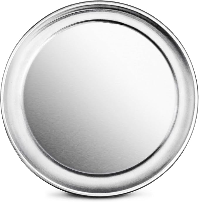 New Star Foodservice 536488 Restaurant-Grade Aluminum Pizza Pan, Baking Tray, Wide Rim, 8-Inch