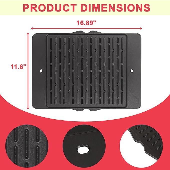 FlexFlame Cast Iron Reversible Griddle for Ninja Grills, Upgrade Flat Top Griddle Plate for Ninja PG300 Outdoor Grill Accessories Compatible with Flexflame Grill Accessories XSKHLFGRIDLE 17''L x 12''W