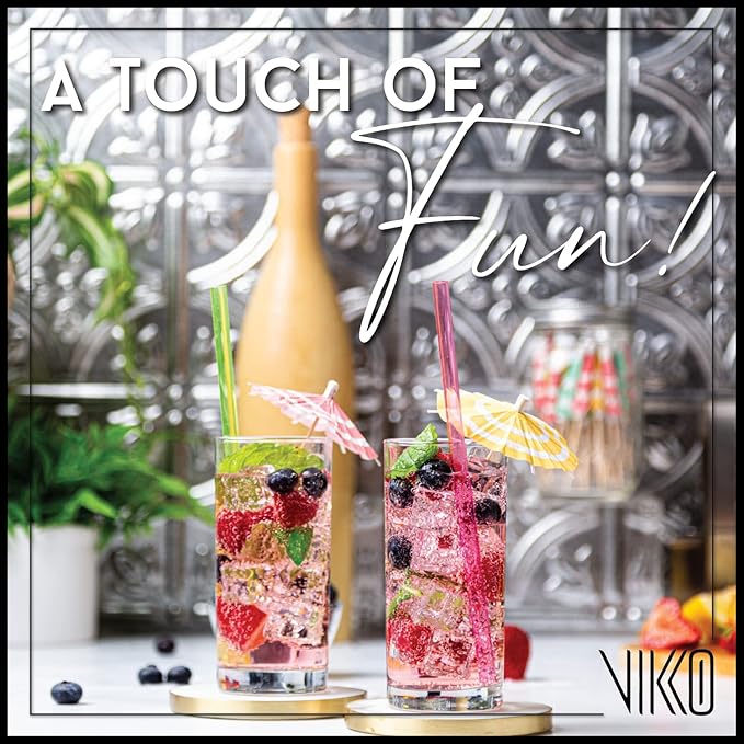 Vikko Water Glasses, Set of 6 Drinking Glasses, Thick and Durable Tumbler, 10 Ounce Tall Kitchen Glasses, Dishwasher Safe Highball Glass Tumbler, Heavy Duty Cups