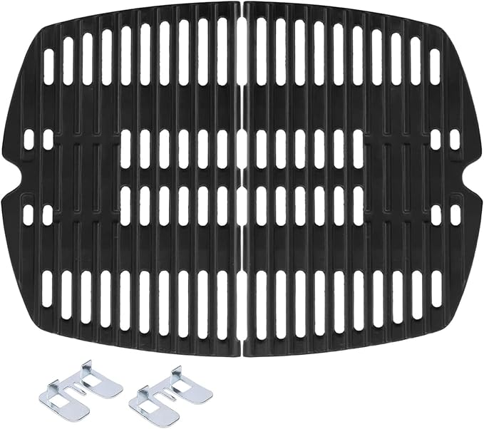7644 Cooking Grid Grates for Weber Q100, Q1000, Q120, Q1200 Gas Grills, 516001, 516002, 50060001, 51010001, 51060001,BBQ Accessories for Weber Baby Q, Matte Cast Iron,2 Pack