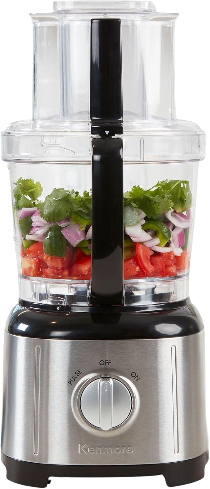 Kenmore 11 Cup Food Processor - Vegetable & Fruit Salad Cutter, Multifunctional, Chopper, Clicer, Mincer, Puree, Grater, Blades, Shredder, Compact Stainless Steel Kitchen Appliances, 500 W Black