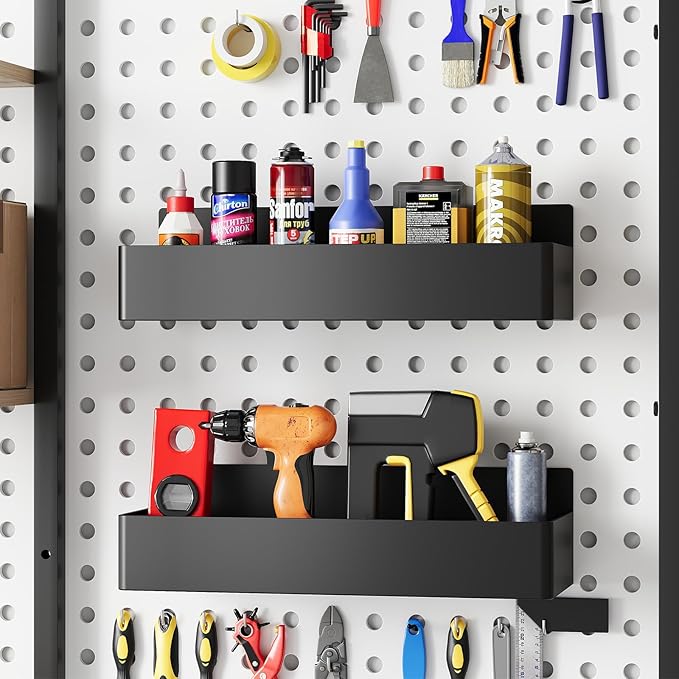 Magnetic Spice Rack for Refrigerator, Kitchen Organizer and Storage Shelf, Black (6 Pack)…