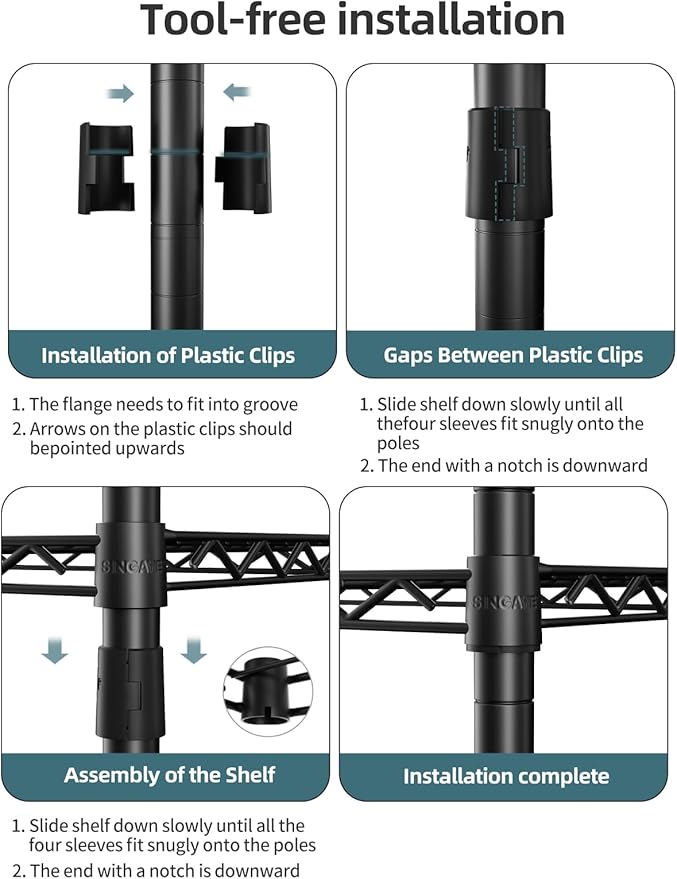 SINGAYE Metal Shelves Wire Shelving：Storage Rack Standing Units Shelf for Kitchen Laundry Bathroom Closet Organizers Pantry Narrow Mesh Adjustable 10" D x 16" W x 55" H Black