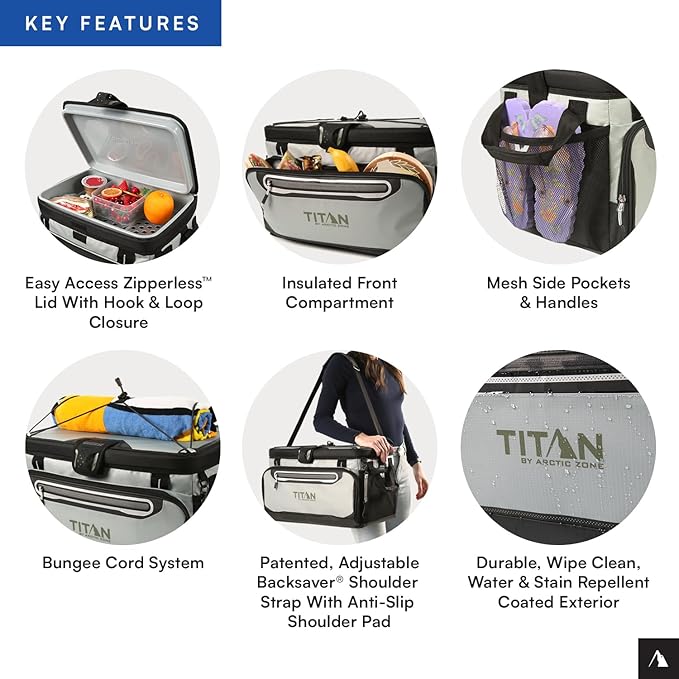 Titan by Arctic Zone 30 Can Zipperless Soft Cooler with HardBody Liner