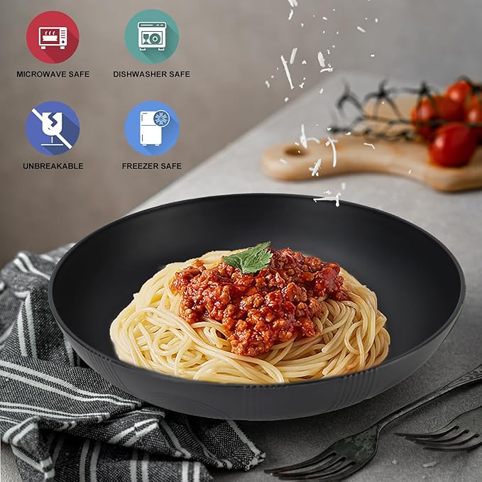 10inch Wheat Straw Big Bowls Set of 6 - Large Salad Bowls 65oz - Unbreakable Serving Bowls Microwave & Dishwasher Safe for restaurant - Big Plastic Bowls for Cereal,Salad - Classic Series