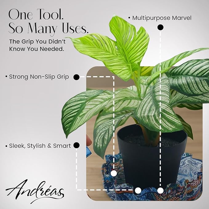 Andreas Silicone JO-GGSB Non-Slip 6.25" Jar Opener, Easy Lid Opener, Made with Silicone and Fabric, Dishwasher Safe, Garlic Peeler, GG Sage Bird, 6.25 inch