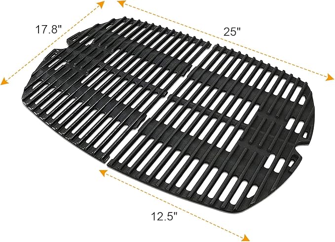 7646 Cooking Grid Grates for Weber Q300 Q320 Q3000 Q3200 Gas Grills, 586002, 57060001, 404341,BBQ Accessories for Weber Baby Q, Matte Cast Iron,2 Pack