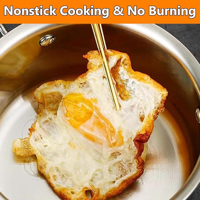 Stainless Steel Stock Pot with Visible Lid for Pasta, Soup, Spaghetti, Nonstick Thick Bottom Stockpot, Induction Pasta Pot Compatible with All Cooktops, Dishwasher Safe,5.6QT