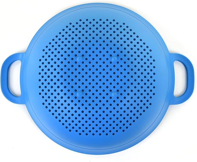 Mintra Home Plastic Strainer Colanders Set: 3, 3.5 and 5 Quart (Blue) Double Strong Handles and Deep Bowl, Safe BPA-Free - Use for Pasta, Noodles, Spaghetti, Vegetables (Assorted Sizes 3pk)