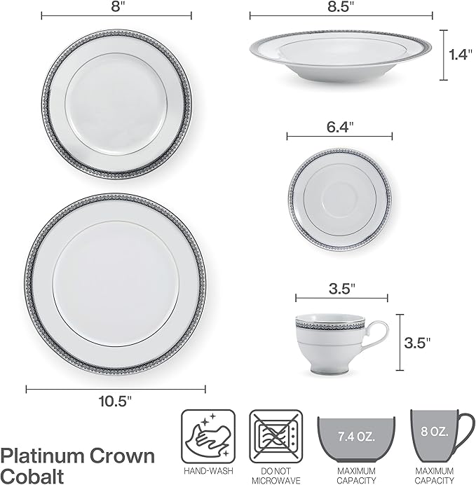 Mikasa Platinum Crown Cobalt 40-Piece Dinnerware Set, Service for 8