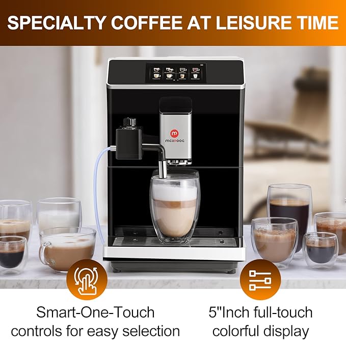 Mcilpoog WS-203 Super-automatic Espresso Coffee Machine With Smart Touch Screen For Brewing 16 Coffee Drinks