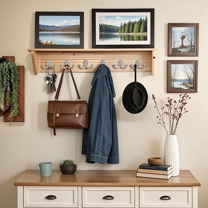 Coat Hooks Wall Hooks for hanging - 15 pack Silver Double Prong Hook Wall Mounted - Great for Living Room, Bedroom, Kitchen, Closet for Coat, Bag, Towel, Hat, Key, Cup, Heavy-Duty, Easy to Install