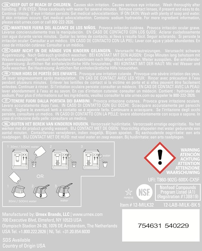 Urnex - Rinza Alkaline Formula Milk Frother Cleaner - 33.6 Ounce