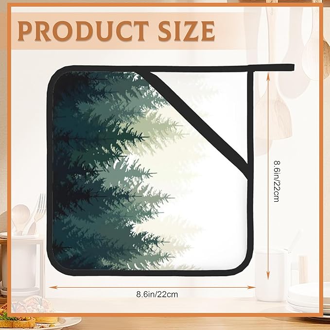 Foggy Forest Pot Holder Set of 2,Kitchen Heat Resistant Potholder for Women Men BBQ Cooking Baking