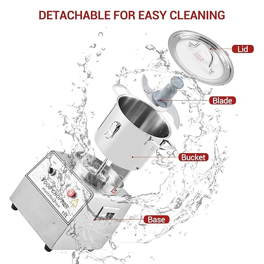 16 Quart Commercial Food Processor, Electric Combination Chopper Meat & Vegetable Grinder, Multi-Functional Stainless Steel Food Processor w/Gloves, 110V/1400W for Fruit, Grains, Nuts Shredding(15L)