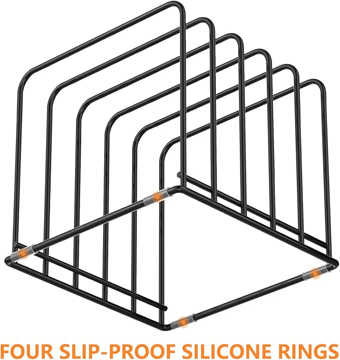 Kitchen Cabinet Organizer, Steel Cookware Holder, Divided Holder with 5 Slots for Skillets Baking Tray and Chopping Board Rack - Baking Pan Holder Storage (1 PC)