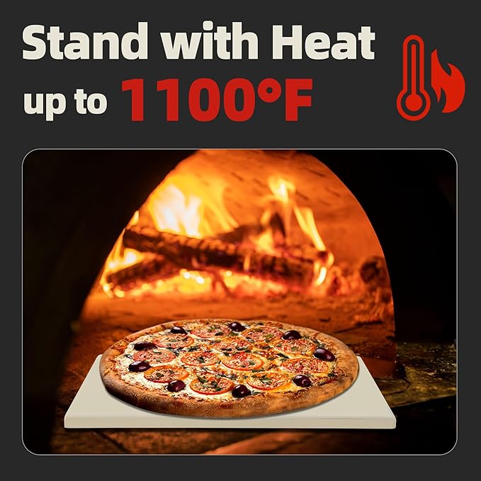 12" Square Pizza Stone, Heavy Duty Cordierite Pizza Pan for Grilling & Pizza Oven, High Temperature Resistant Baking Stone for Pizza, Bread, Meat