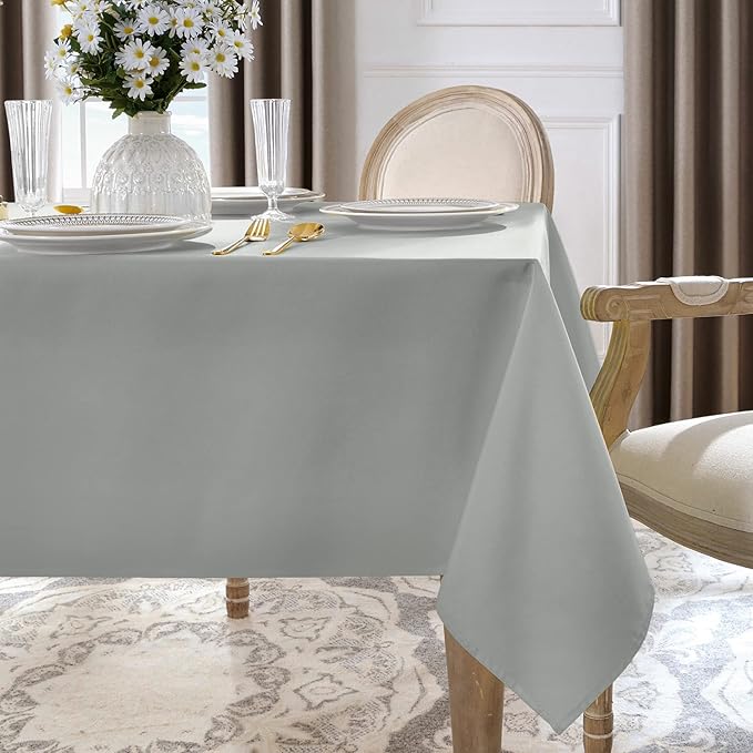 Softalker Rectangle Tablecloth, Waterproof & Stain Resistant Square Table Cloths Wrinkle Free Fabric Washable 210GSM Polyester Table Cover for Dining/Party/Outdoor - 70 x 70 inch,Light Grey