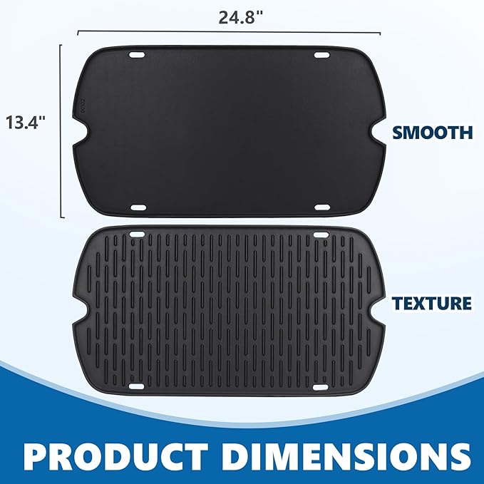 SafBbcue Cast Iron Cooking Griddle for Weber Traveler Portable Series Gas Grill, Griddle Plate for Weber 9010001 9011701 9013001 9020001 9030001 Traveler Portable Grill, Griddle with Carry Bag