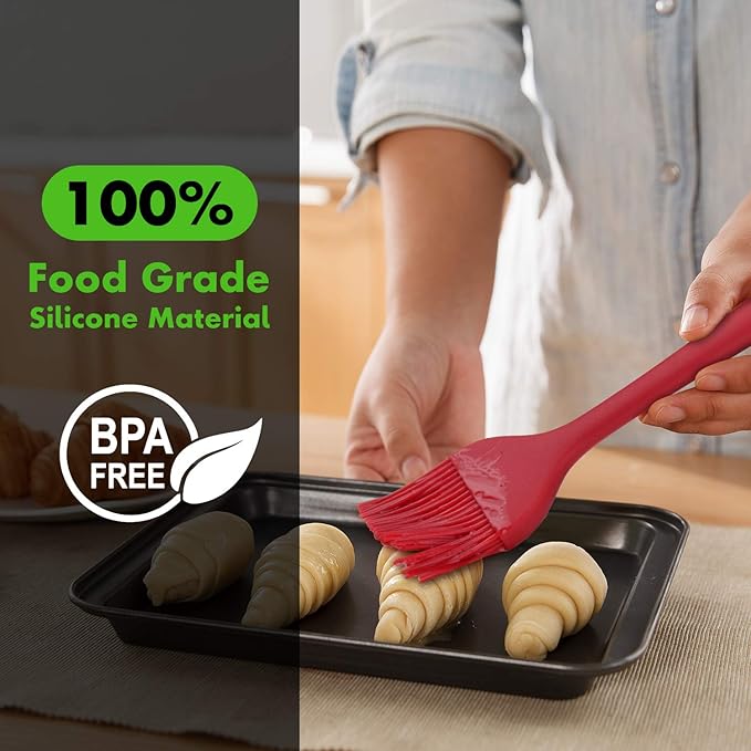 HOTEC 600℉ Heat Resistant BPA Free Silicone Marinading Meat Grill Basting Pastry Brush for Oil Butter Sauce Sausages Desserts Turkey Baster Grill Barbecue, Multicolor