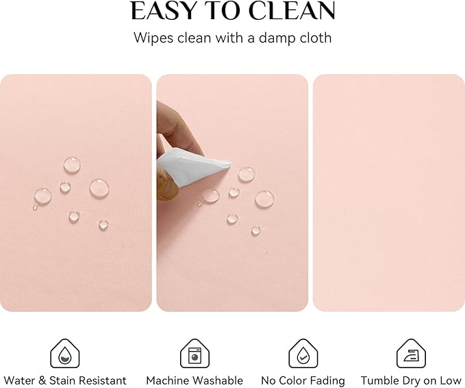 Softalker Rectangle Tablecloth, Waterproof & Stain Resistant Table Cloths Wrinkle Free Fabric Washable 210GSM Polyester Table Cover for Spring/Party/Outdoor - 60 x 84 inch,Pink