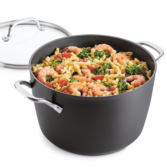 KitchenAid Hard Anodized Induction Nonstick Stock Pot/Stockpot with Lid, 8 Quart, Matte Black