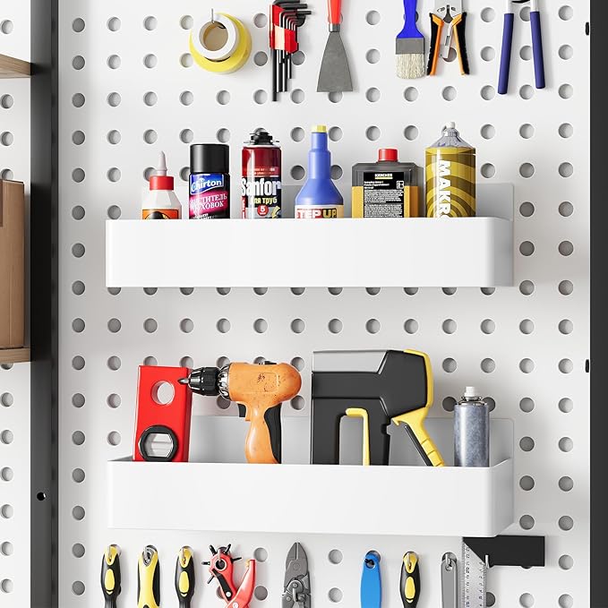 Magnetic Spice Rack for Refrigerator, Kitchen Organizer and Storage Shelf, White (2 Pack)…