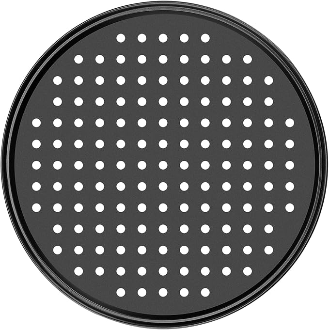 MANCHAP 6 Pack 12.5 Inch Black Pizza Pan with Holes, 32cm Perforated Carbon Steel Pizza Baking Pan, Round Nonstick Pizza Tray for Baking, Kitchen
