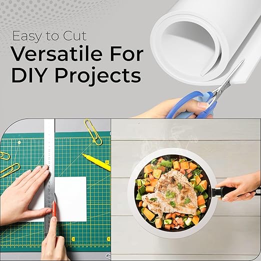 Exactly Rubber - White Silicone Sheet, 60A Durometer Silicone Mat, Food-Grade Rubber Mat with -80 to 450°F Temperature Resistance, 400% Elongation, Silicone Placemat Made in The USA, 1/16 x 9” x 36”