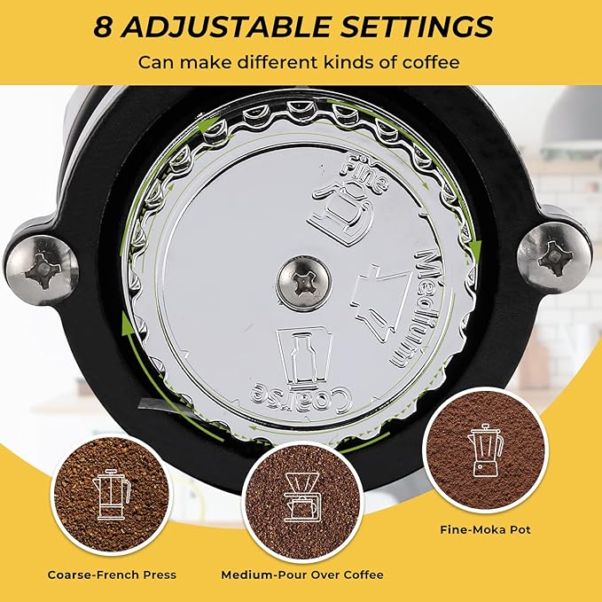 Burr Coffee Grinder Electric Espresso Grinder Commercial & Homeuse Silent Small Coffee Bean Grinder with Hopper Adjustable Grind, With Brush, Spoon, Black