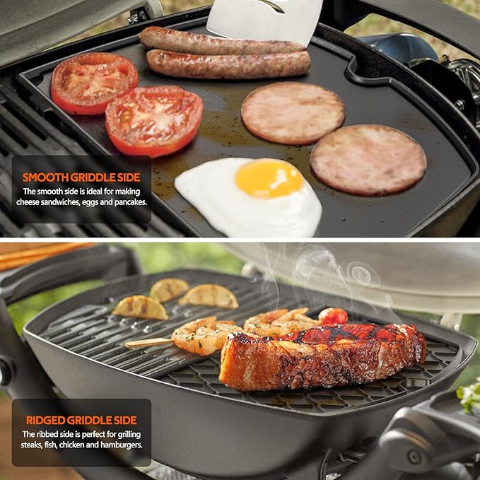 Stanbroil Cast Iron Grill Griddle for Weber Q300 Q320 Q3000 Q3100 Q3200 Series Gas Grills, Replacement Part for Weber 6506