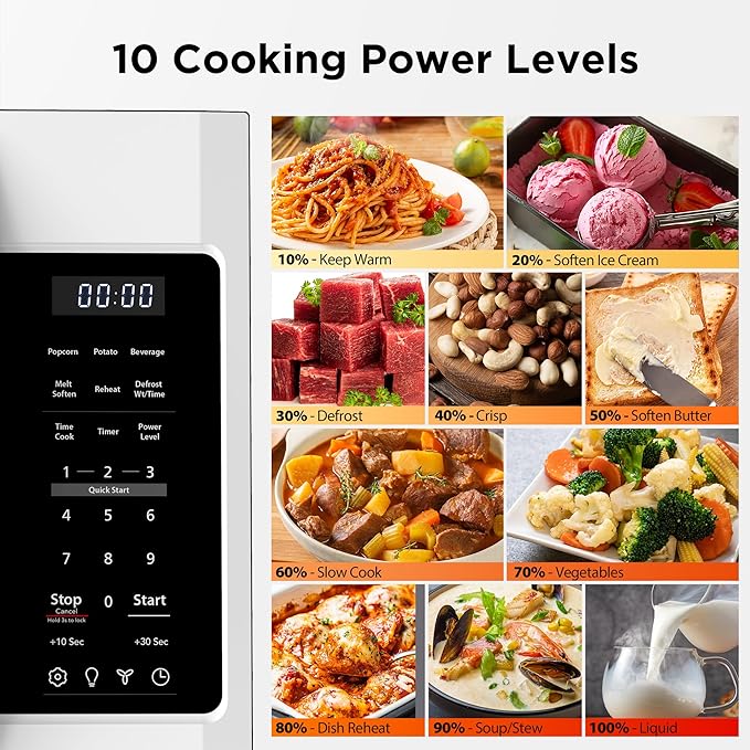 BLACK+DECKER Over the Range Microwave Oven with Vent and One-Touch Auto Cooking, 1.7 cu. ft. OTR Over Stove Microwave, White, 1000 Watts, EM044K6CF-WH