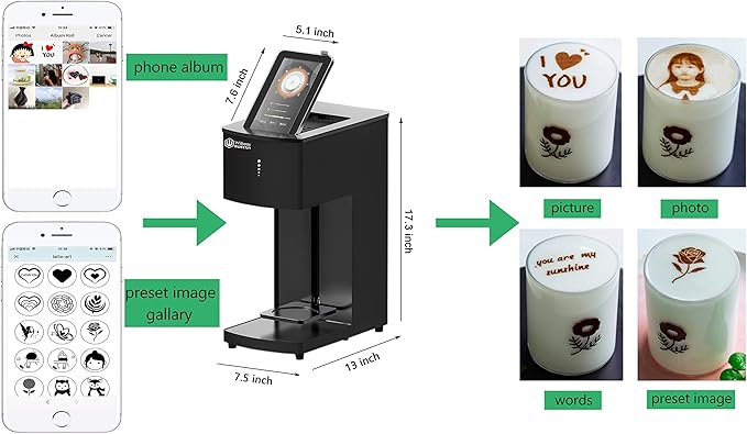 Food-Grade Coffee Latte Art Printer Digital Inkjet WiFi Photo Selfie Printing Machine Cake Desserts DIY Decoration Maker
