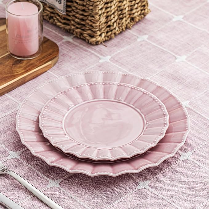 Ceramic Soup Serving Bowls for Kitchen, 6.4 Inch, Set of 4, Cereal Bowl Porcelain, Oven & Microwave Safe, Red