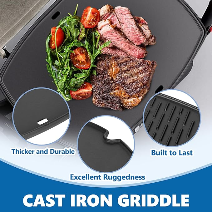 Safbbcue 7583 21.5" Cast Iron Griddle for Weber Q2200 Q2000 Q2400 Q200 Q220 Q240 Series Gas Grill Griddle Plate fits Weber 53060001 54060001 54060301 567798 592001 Grill Replaces Grate 7645